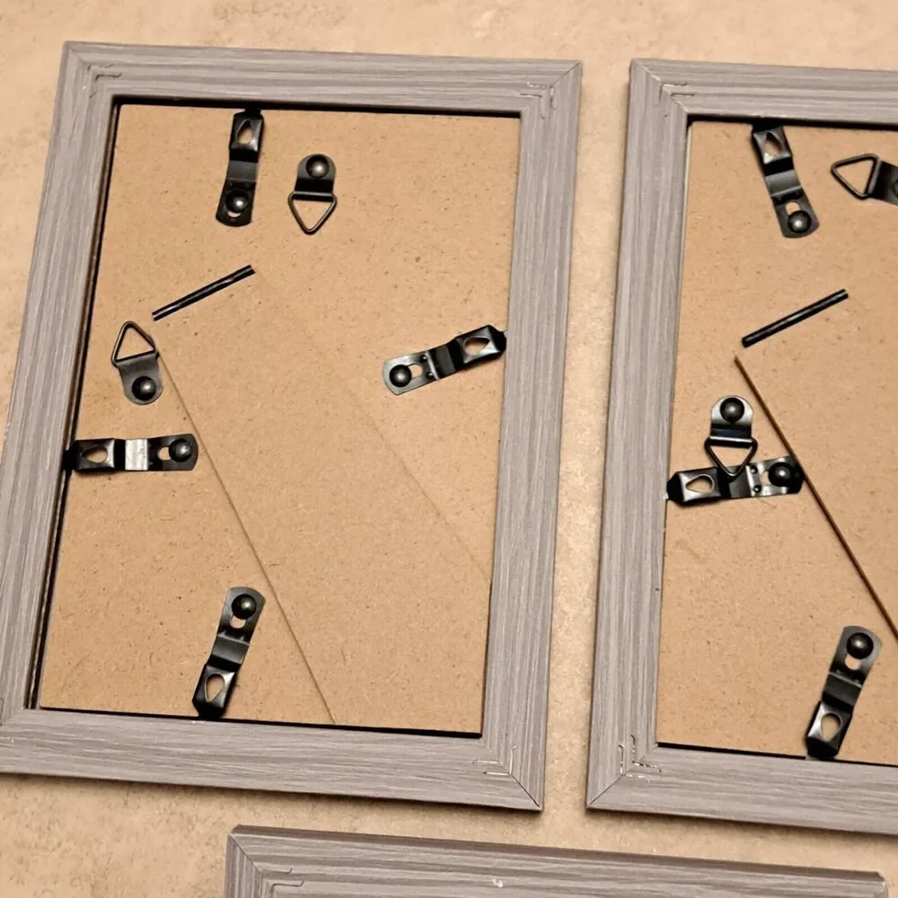 Baijiali Photo Frames Set Of 3 Wood Like Color Gray